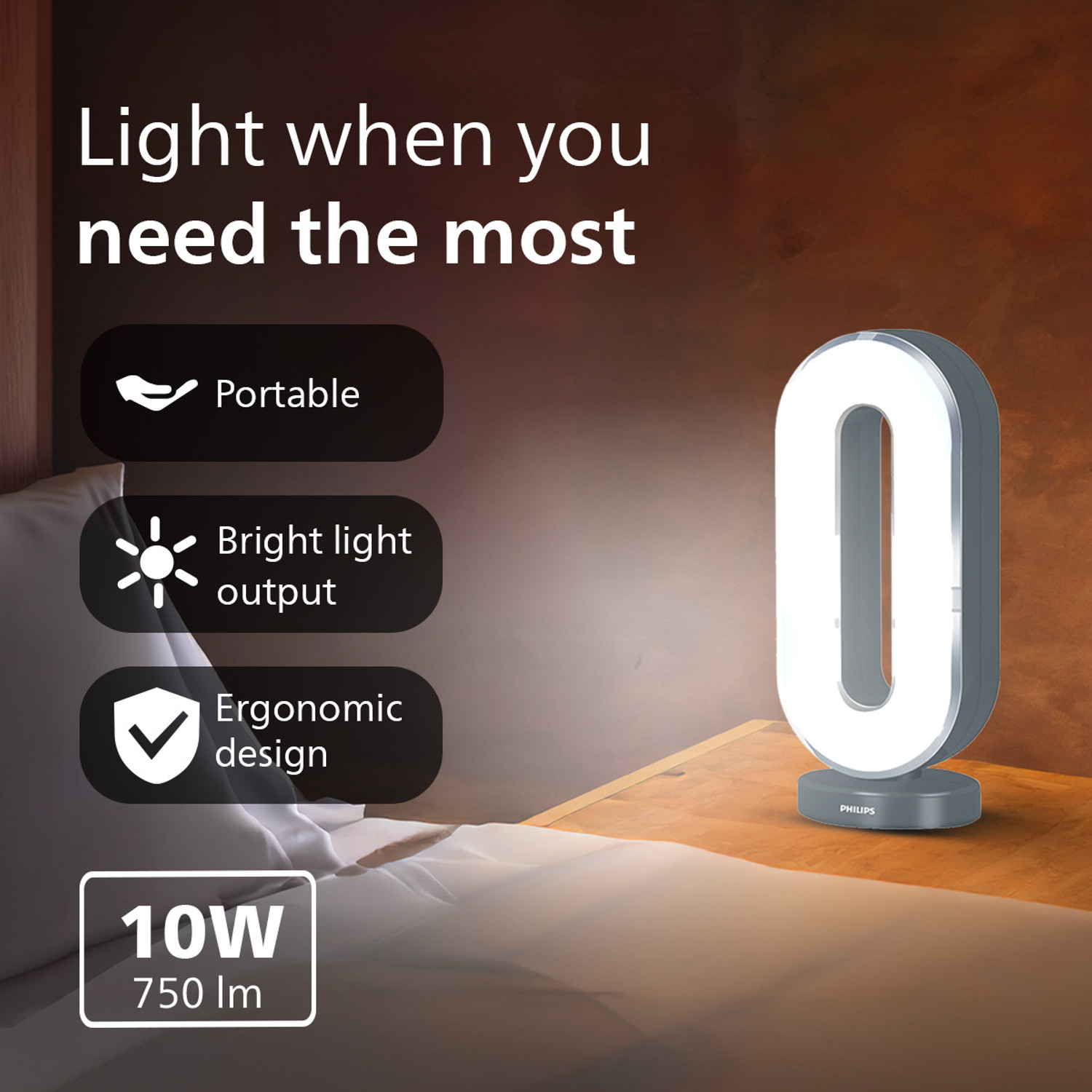 Image of PHILIPS ROVER Grey REL 10W 1.5 hrs Lantern Emergency Light