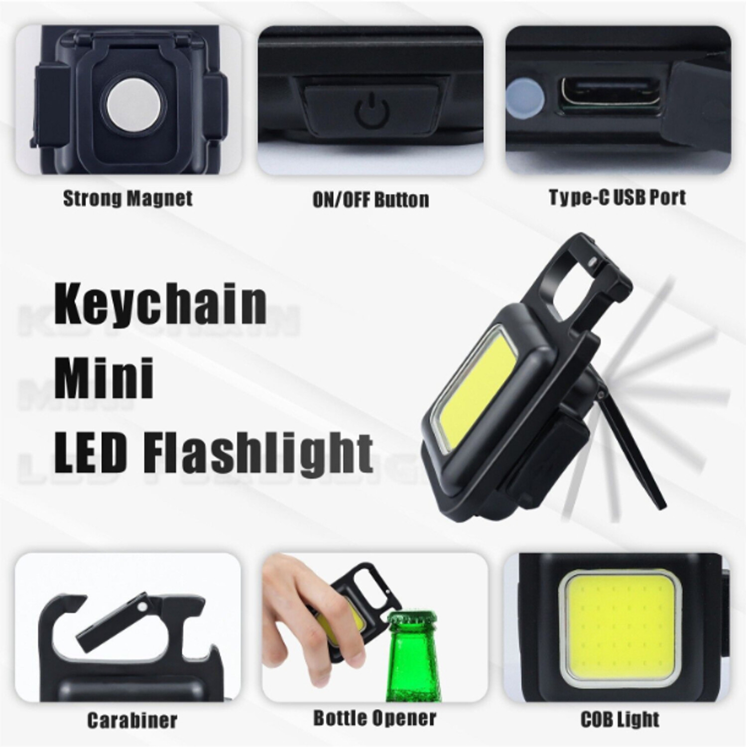 Image of ROAR AD 666A Mini LED Keychain 4 Light Mode Portable Pocket Light Bottle Opener Torch 2 hrs Lantern Emergency Light