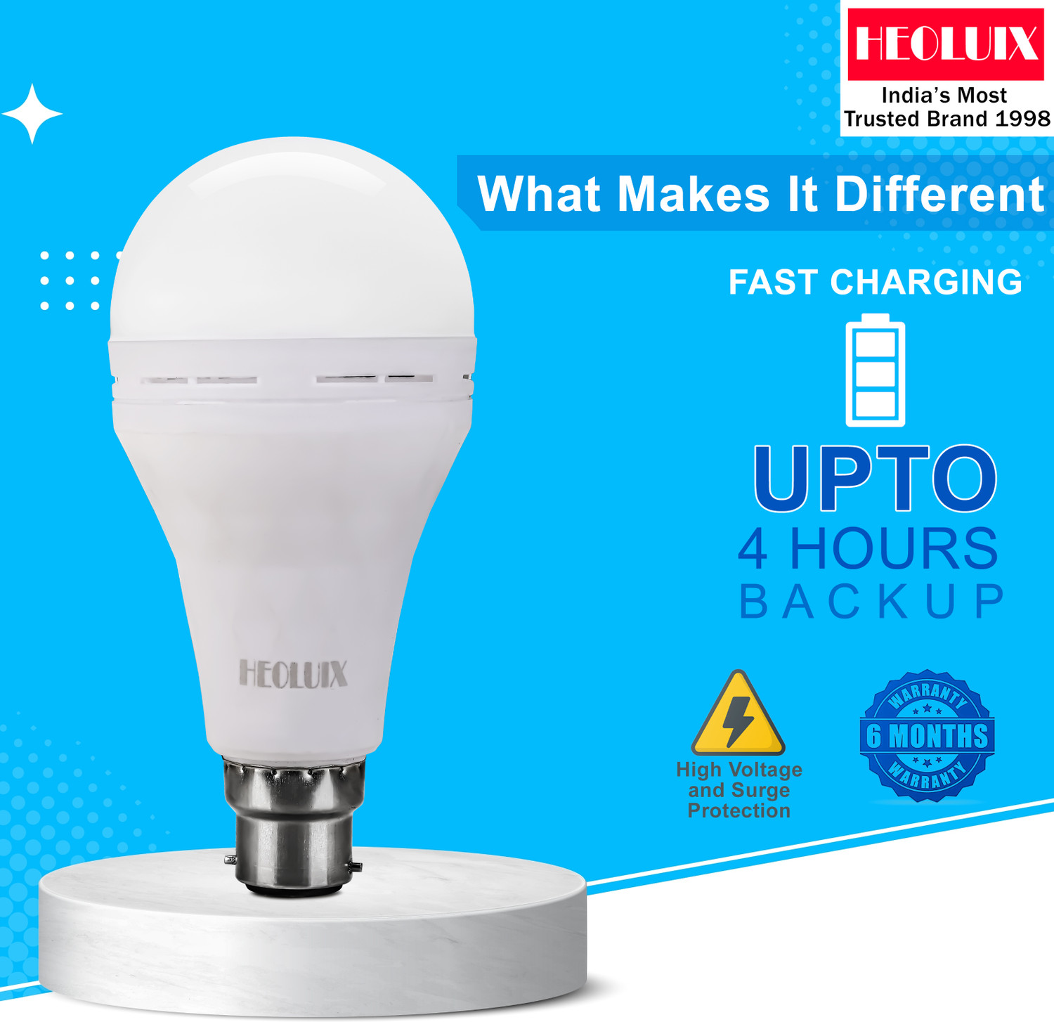 Image of heoluix emergency inverter led bulb 12 watt 4 hrs Bulb Emergency Light