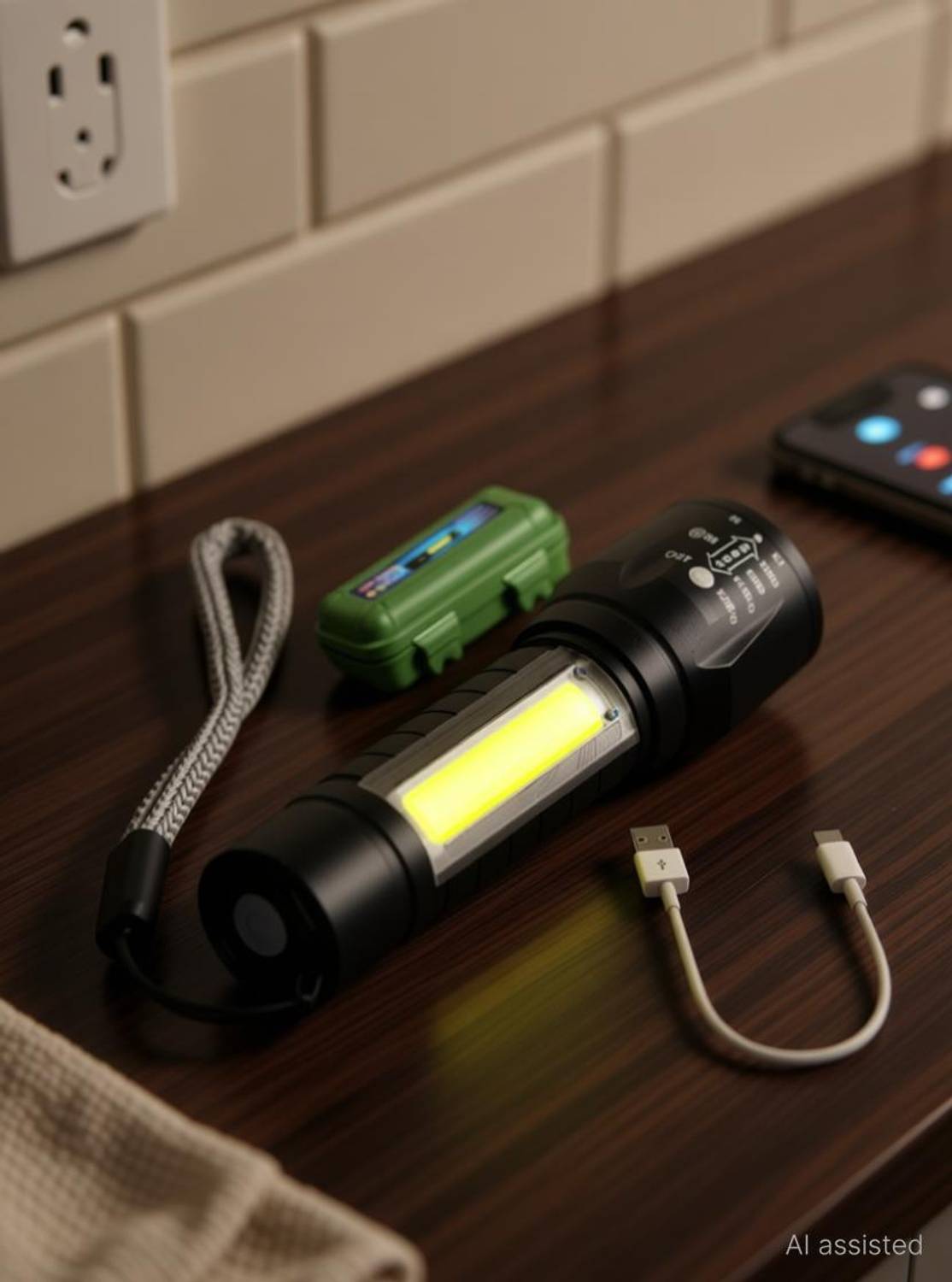 UNZAG Rechargeable Torch Super Biright Pocket Mini Zoom COB USB Charging 1 hrs Flood Lamp Emergency Light