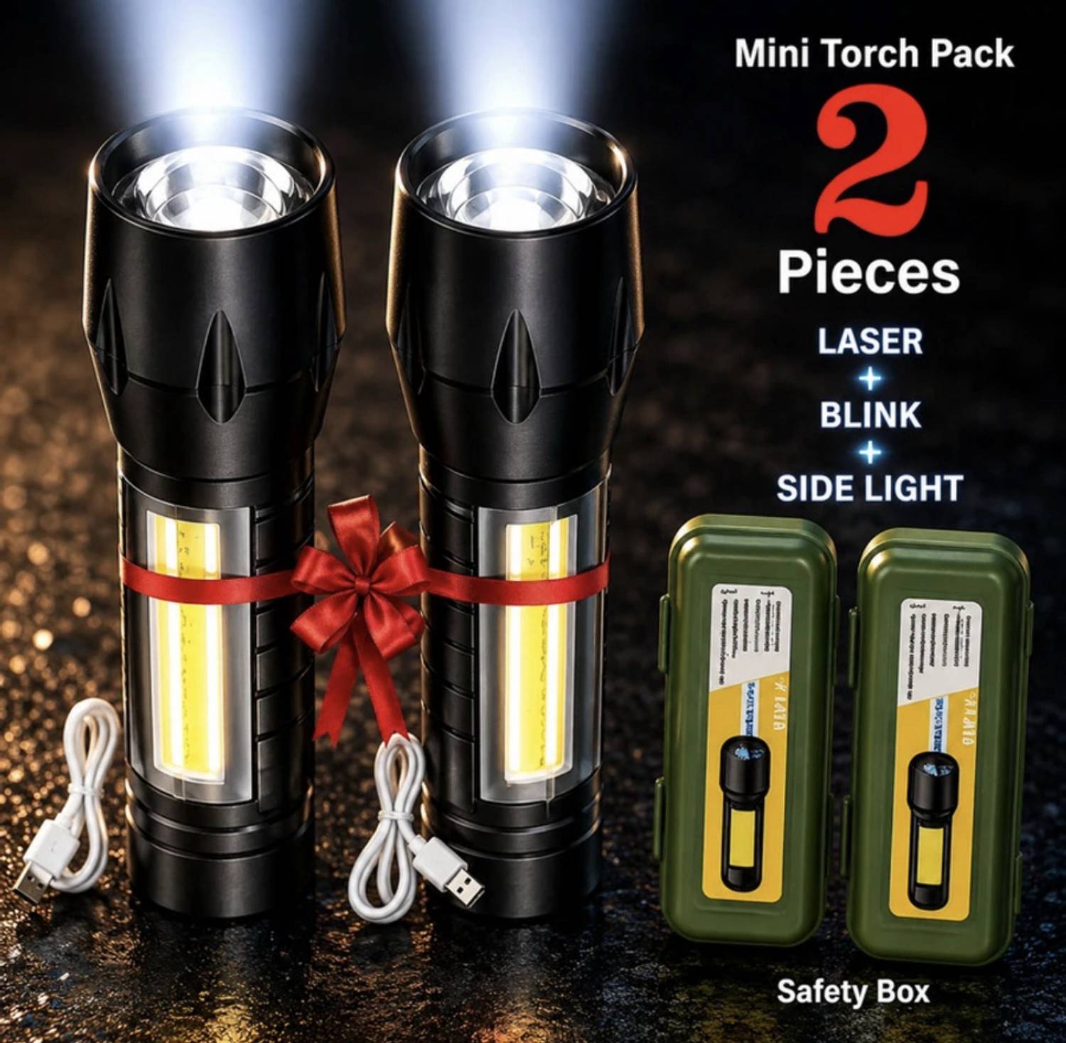 UNZAG ( Pack 2 ) Mini Pocket Light Zoom COB USB Led WaterProof 0.3 hrs Flood Lamp Emergency Light