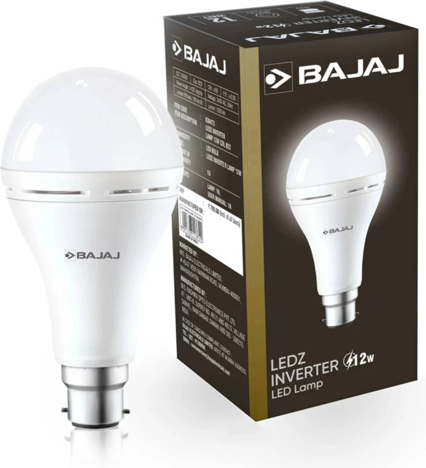 BAJAJ LEDZ INVERTER LAMP 12W 4 hrs Bulb Emergency Light