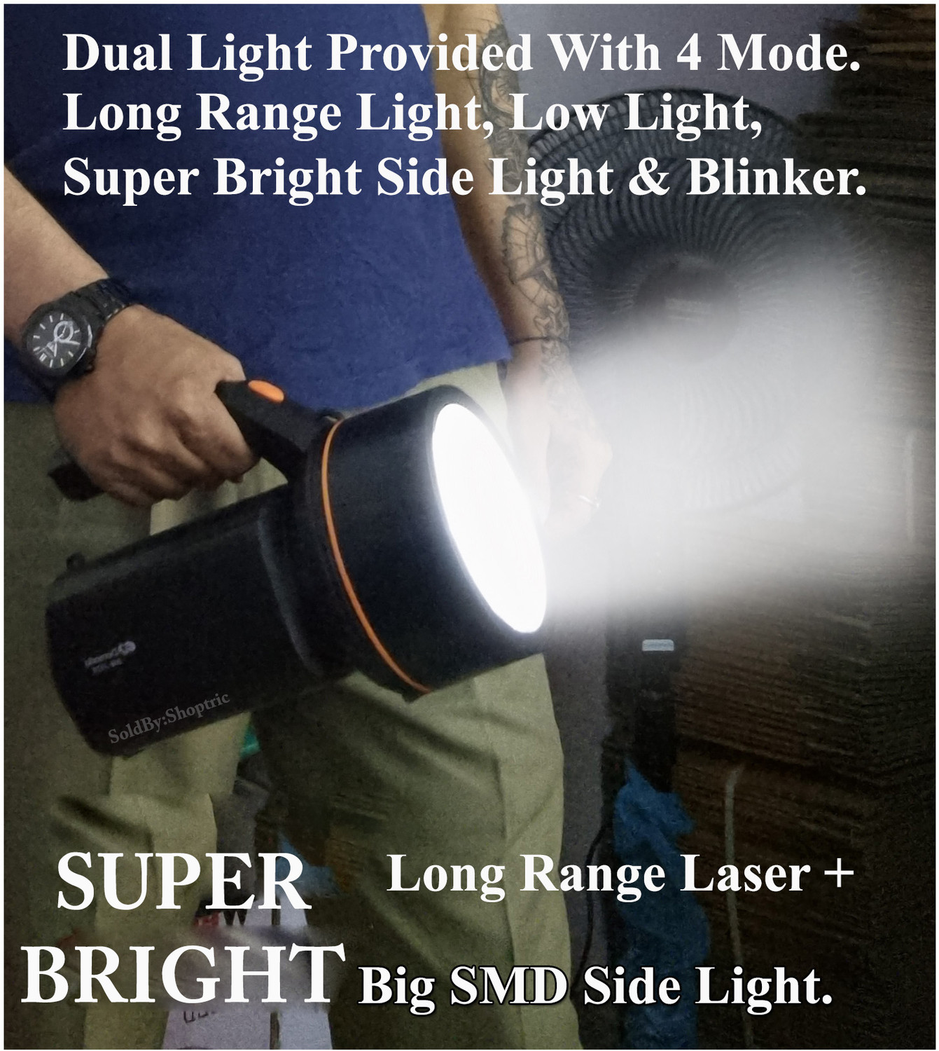 Image of shoptric multi mode superbright jumbo kisan torch for 2000 meter long range blinker led Torch