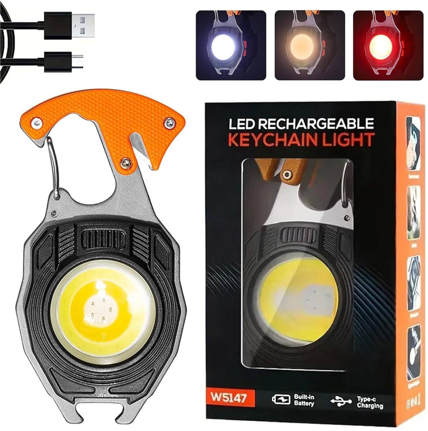 Bistrodel Rechargeable Light with Lighter Modes,USB-C with Folding Stand Emergency 2 hrs Torch Emergency Light
