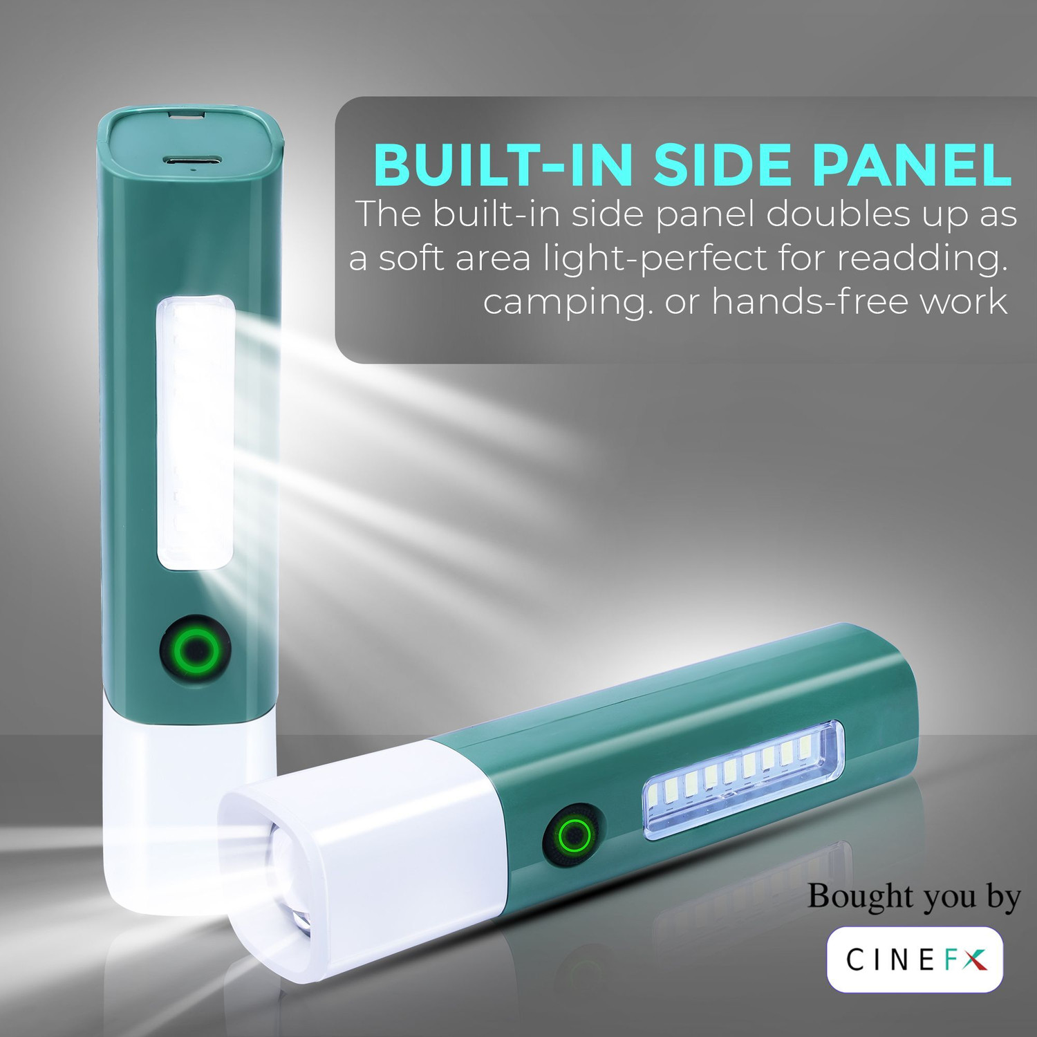 Image of Cinefx Rechargeable Tactical Torch with Zoom Focus, SOS Mode, 1200mAh Battery 6 hrs Torch Emergency Light