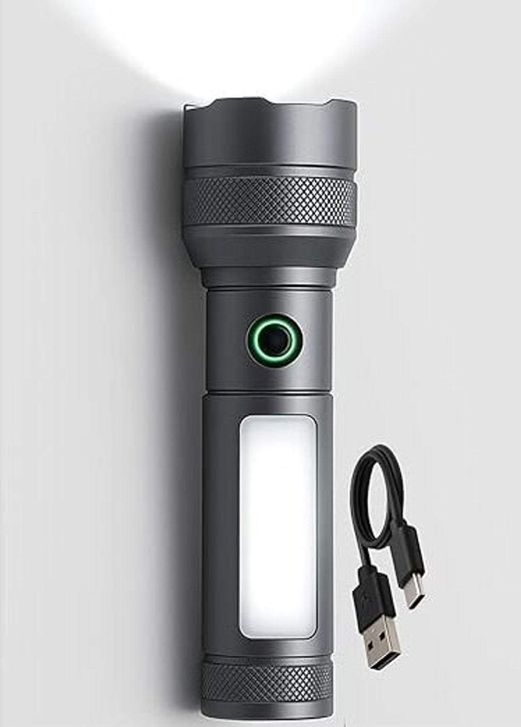 Image of Zeno volt M15 Metal Led Light Long Range 1000 Meter|1 Km High Power Zoomable & Type-C 5 hrs Torch Emergency Light
