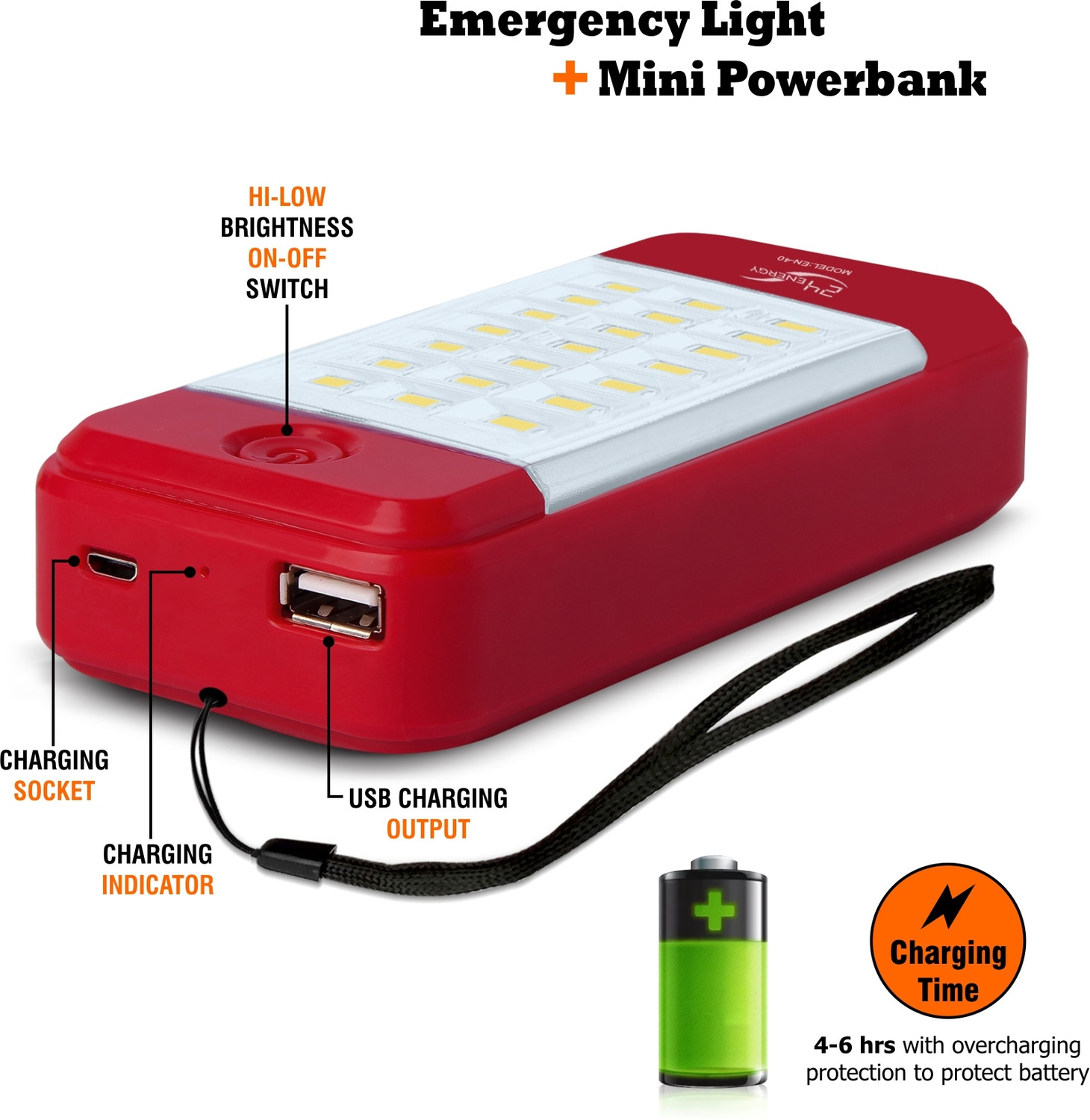 Image of 24 ENERGY Power Bank Cum 21 LED Rechargeable Solar 4 hrs Lantern Emergency Light