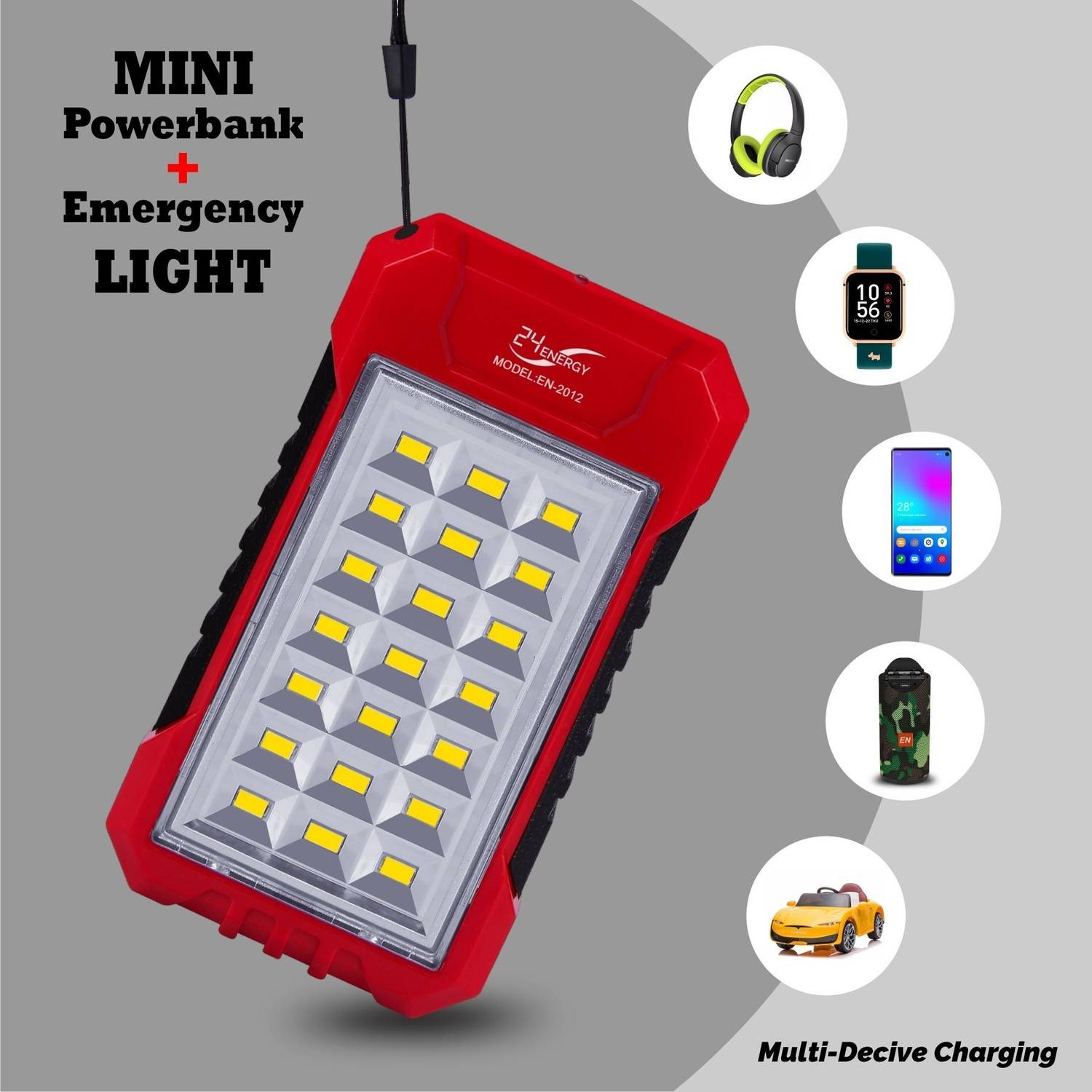 24 ENERGY Power Bank Cum 21 Hi-Bright LED Rechargeable Solar Light 5 hrs Lantern Emergency Light