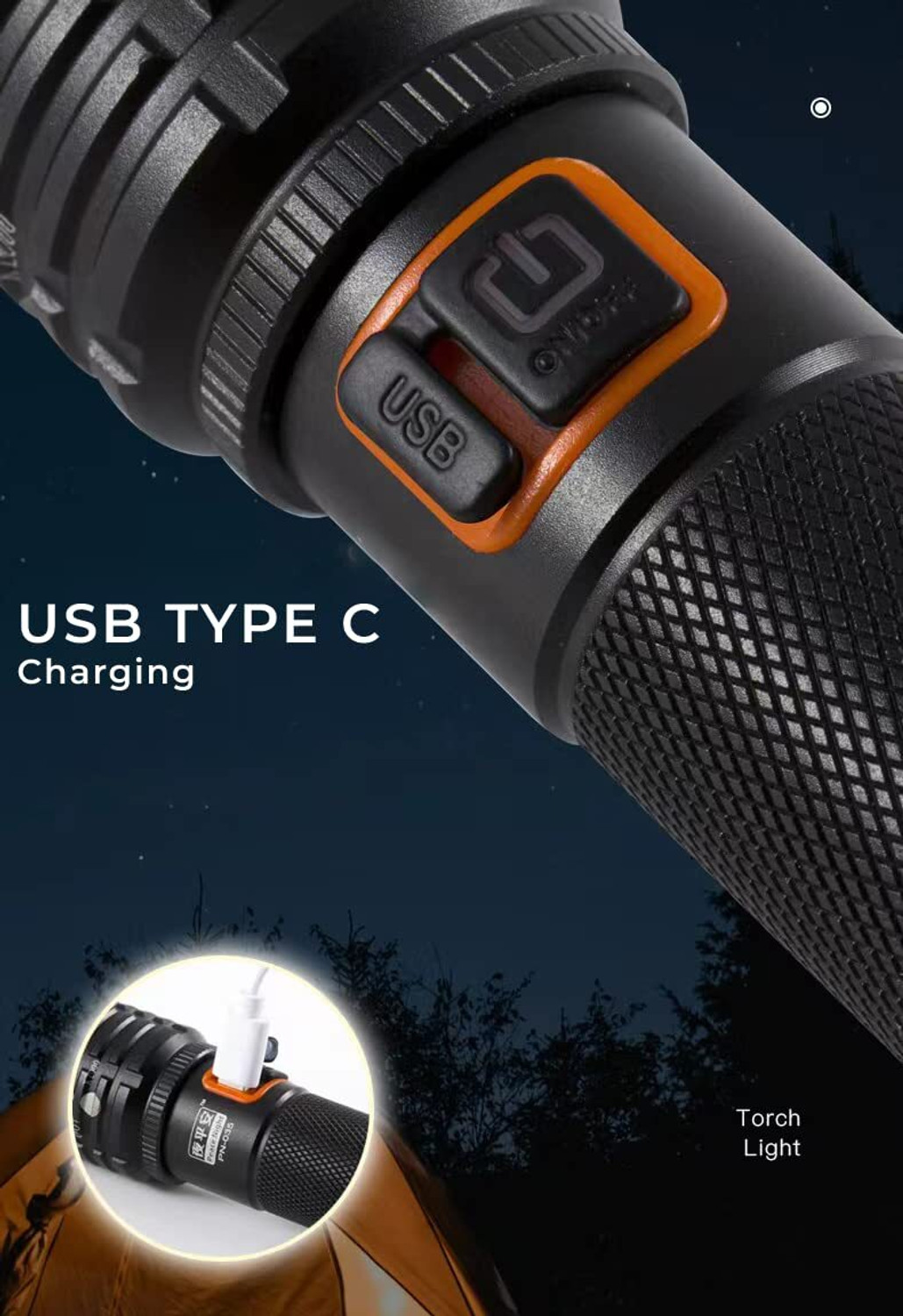 Image of GLOWISH STRONG ALUMINIUM BODY 4 MODES SUPER BRIGHT WATERPROOF USB CHARGING ZOOMABLE LED Torch