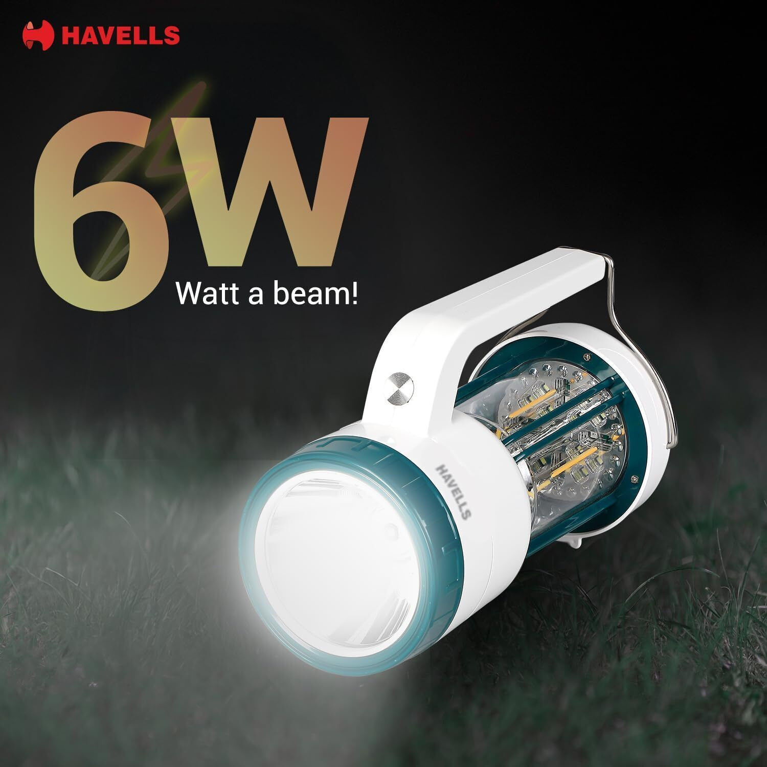Image of HAVELLS 6w 3 in 1 Solar Emergency Light (Solar Powered Lantern|Torch| 5 hrs Lantern Emergency Light