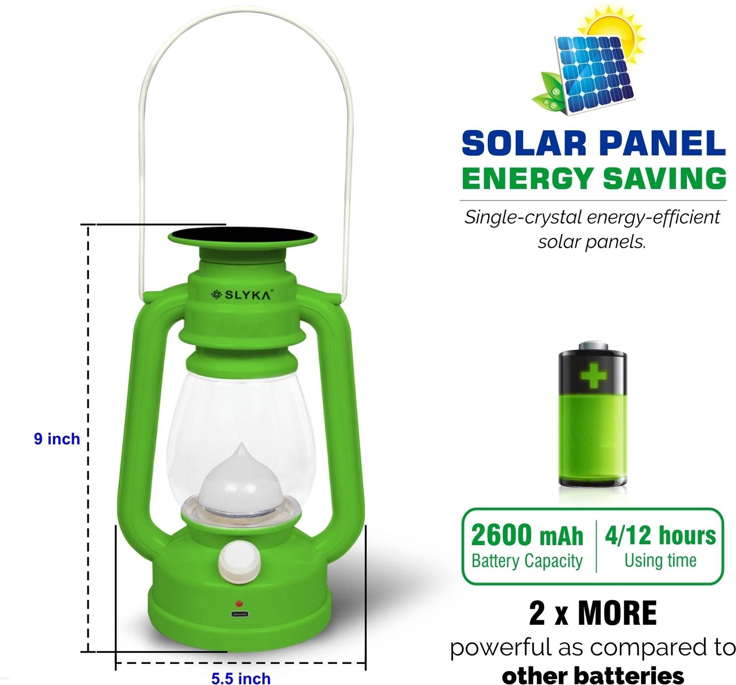 SLYKA Rechargeable Solar with 1st Step Night Lamp 4 hrs Lantern