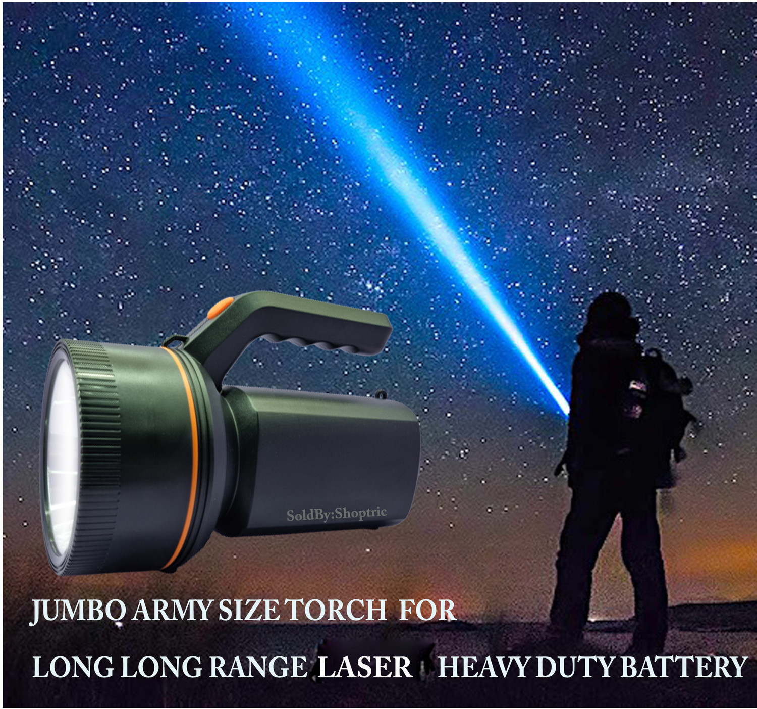 Image of shoptric multi mode superbright jumbo kisan torch for 2000 meter long range blinker led Torch