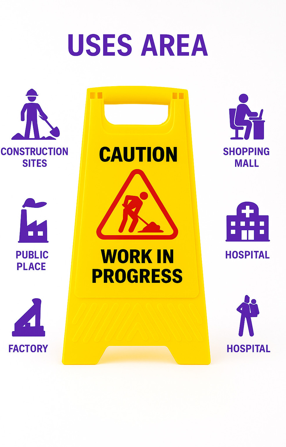 Image of SOLACE HYGIENE Work In Progress Safety Signboard for Indoor & Outdoor Use -2Pcs. Emergency Sign