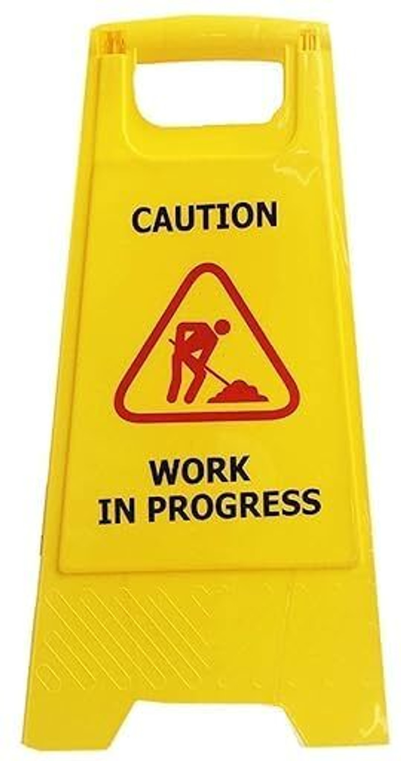 Image of SOLACE HYGIENE Work In Progress Safety Signboard for Indoor & Outdoor Use -2Pcs. Emergency Sign