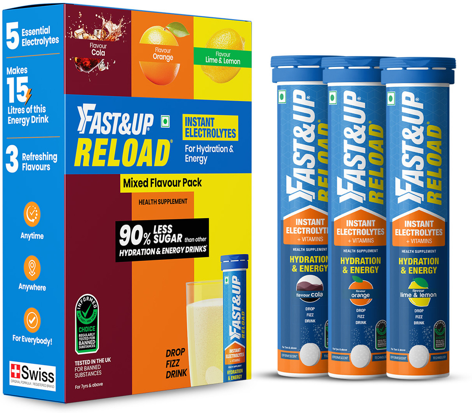 Image of FAST&UP Reload Low Sugar Energy drink, 5 Essential Electrolytes + Vitamins Energy Drink
