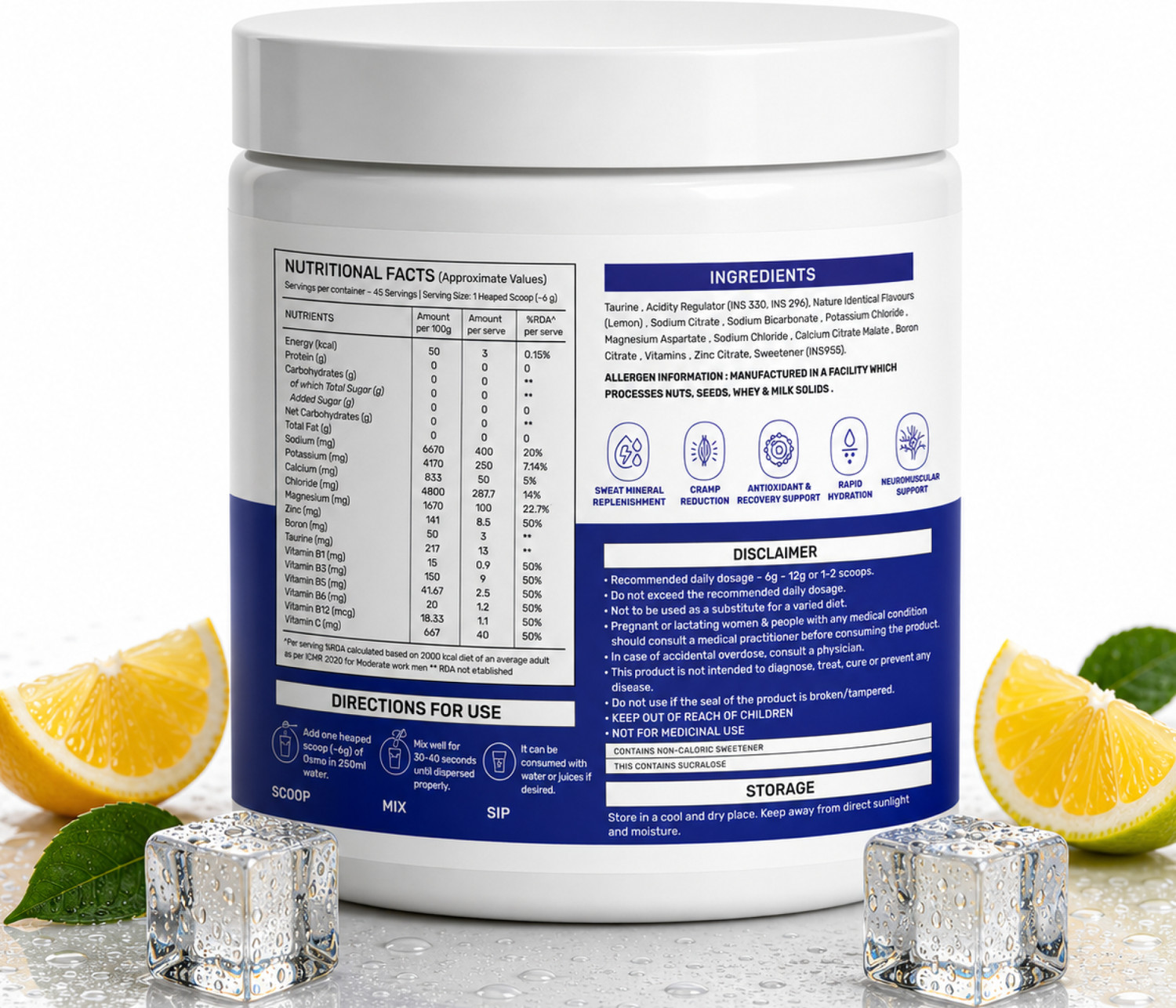 Image of Wellversed OSMO Electrolyte Blend with Taurine & Vitamins | Cramp Relief and Rapid Hydration Drink