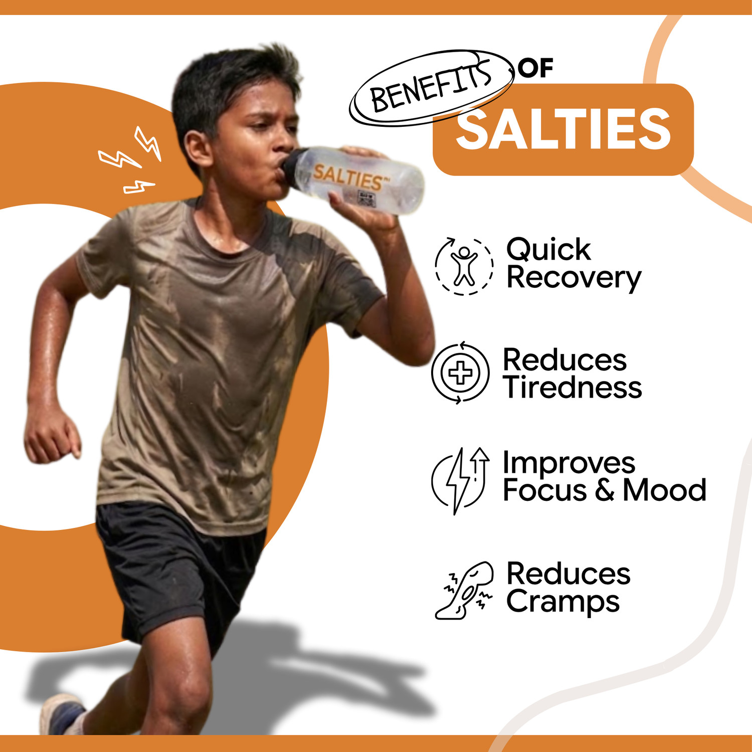 Image of UP&RUN Salties Kids Electrolyte Powder | Gut Friendly & Sugar Free Hydration Drink