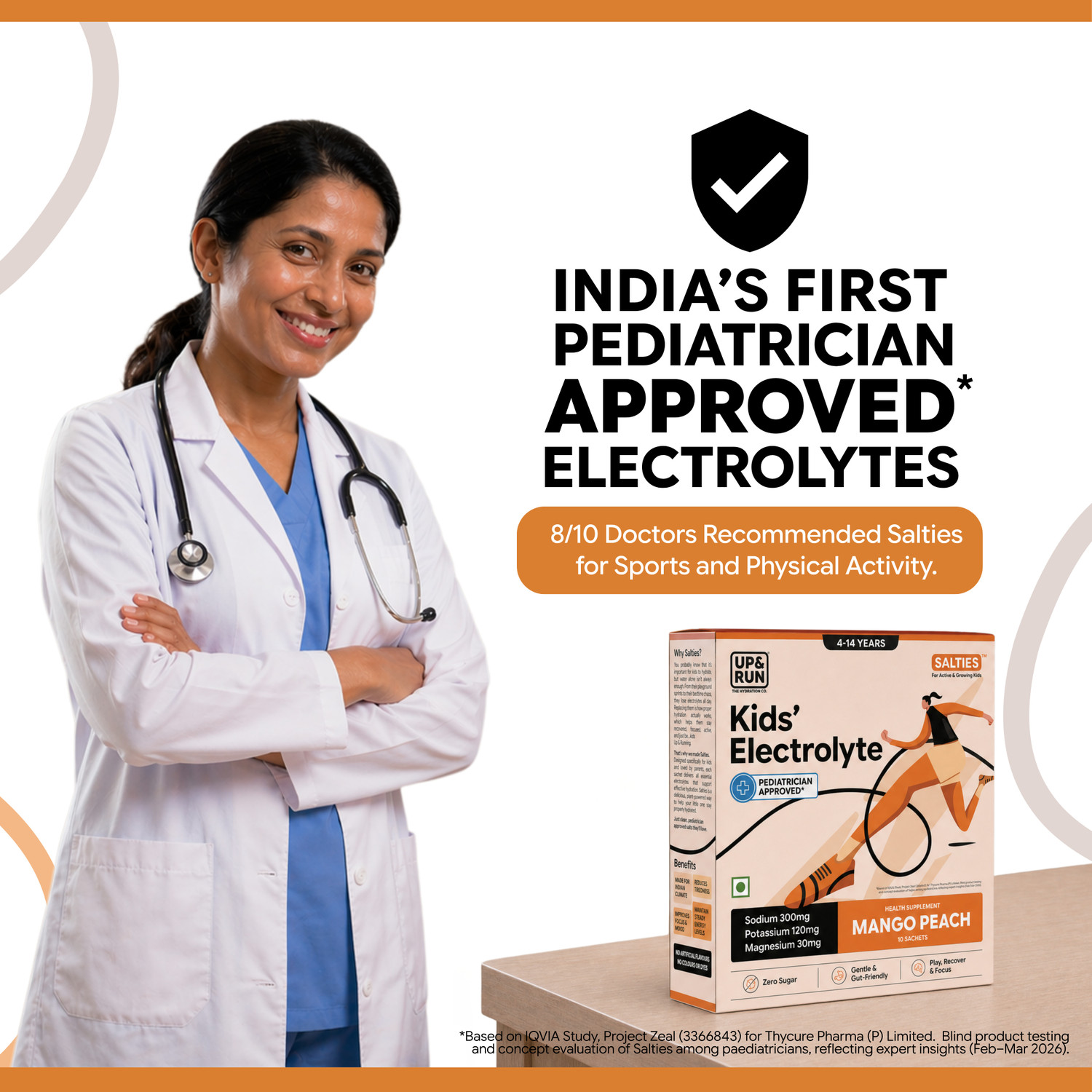 Image of UP&RUN Salties Kids Electrolyte Powder | Gut Friendly & Sugar Free Hydration Drink