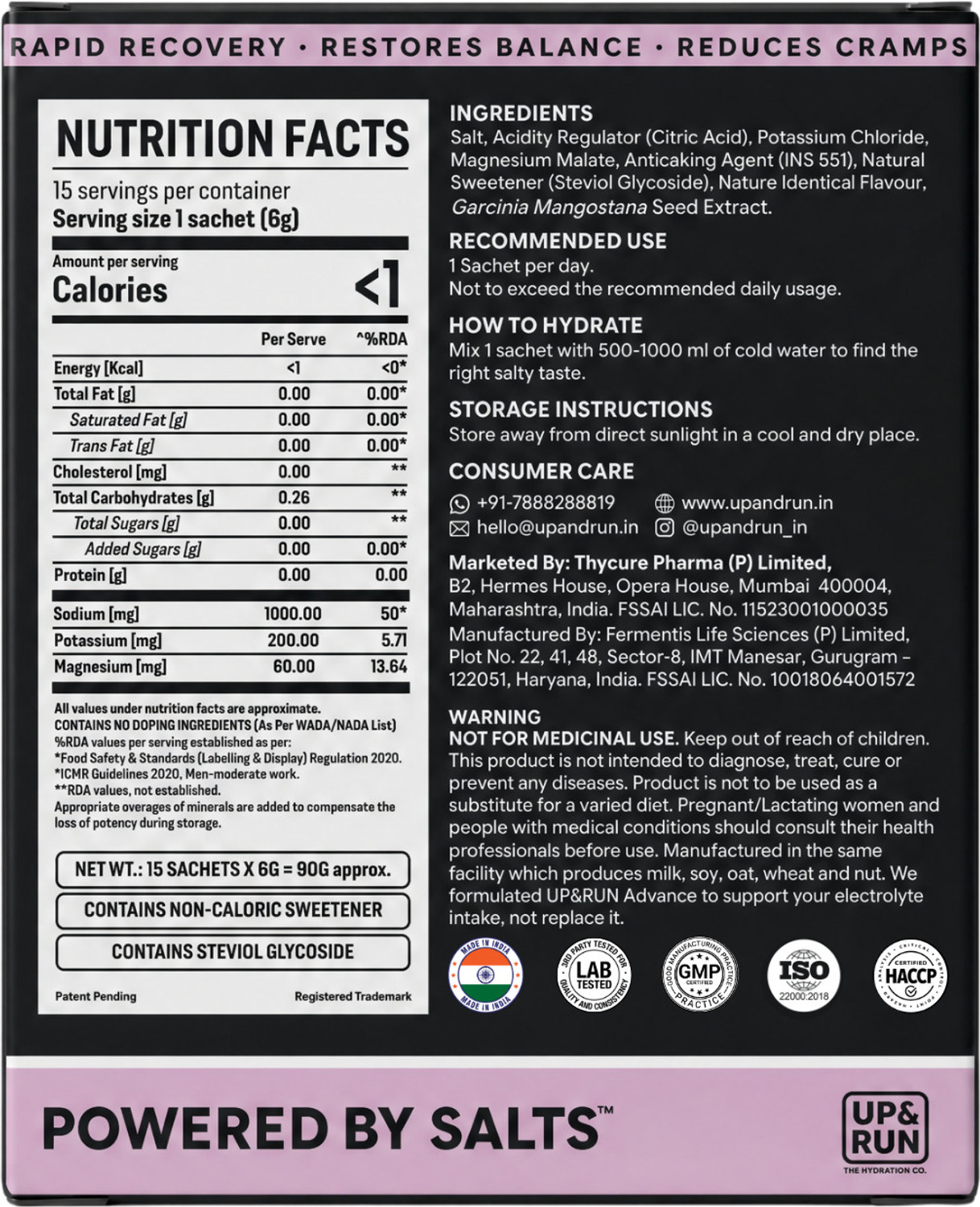 Image of UP&RUN Advance 1000mg Sodium Electrolyte for Adults | Zero Caffeine & No Added Sugar Hydration Drink