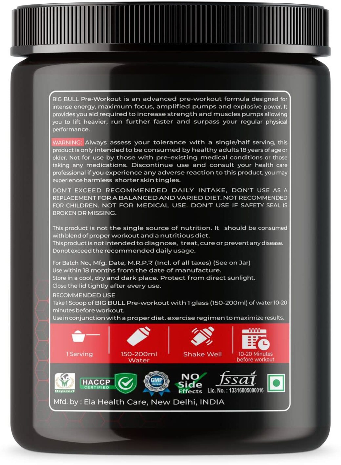 Image of Big Bull Pre-Workout Supplement Powder|Energy, Focus, Endurance & Pump|Beta-Alanine Energy Drink