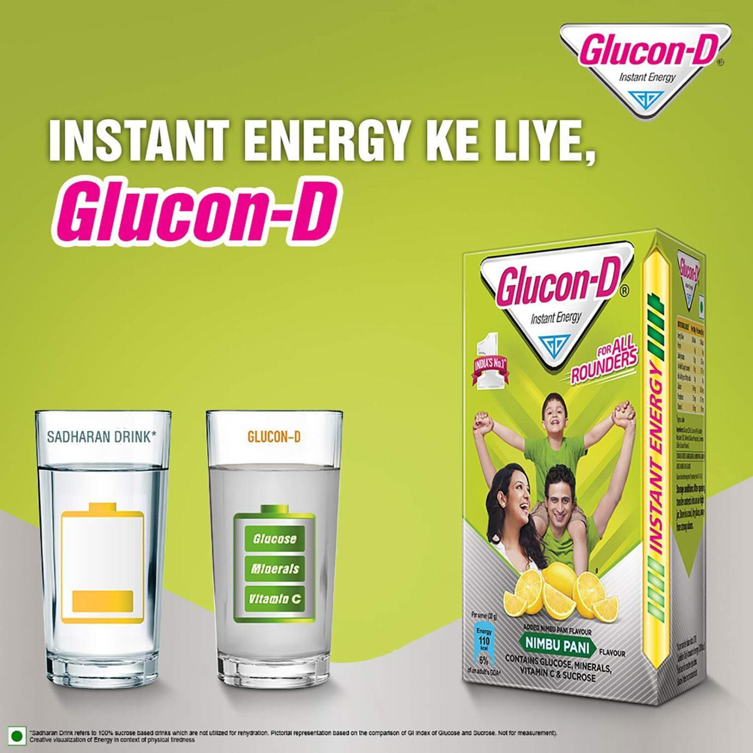 Image of GLUCON-D Instant Energy Health Drink Nimbu Pani - 450gm Refill (Pack of 1) Sports Drink