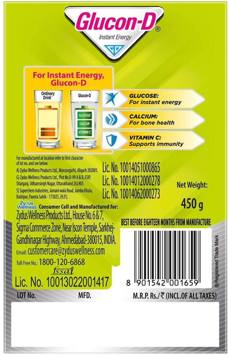 Image of GLUCON-D Instant Energy Health Drink Nimbu Pani - 450gm Refill (Pack of 1) Sports Drink