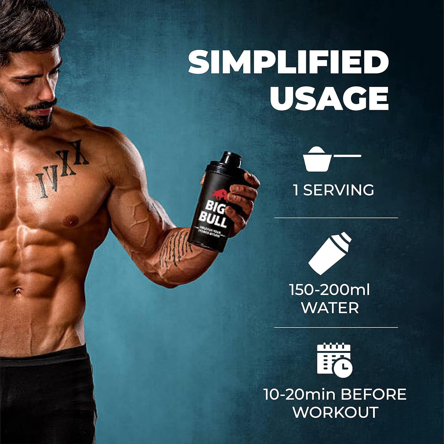 Image of Big Bull Pre-Workout Supplement Powder|Energy, Focus, Endurance & Pump|Beta-Alanine Energy Drink
