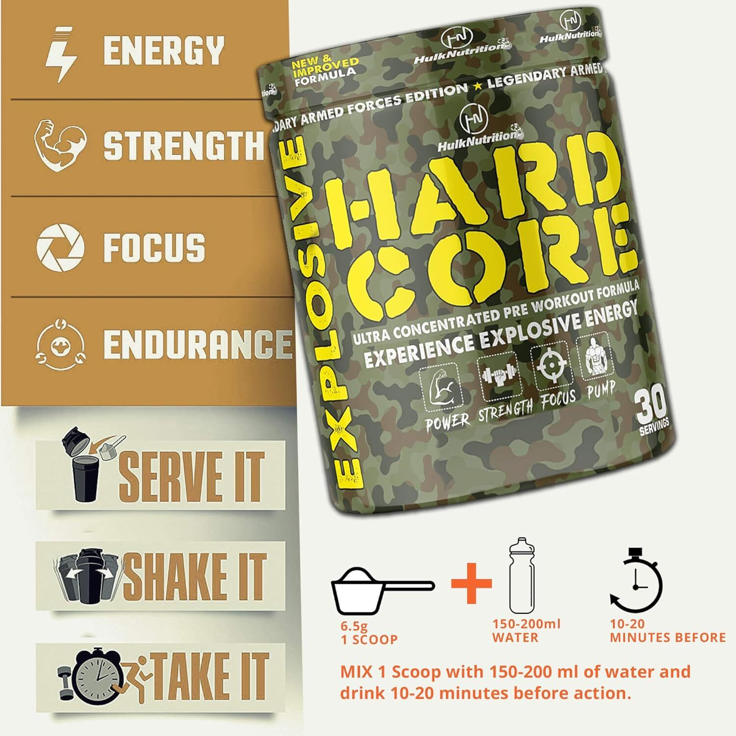 Image of Hulk Nutrition Explosive Pre Workout For Energy, Muscle Pump, Strength, Focus & Endurance Sports Drink