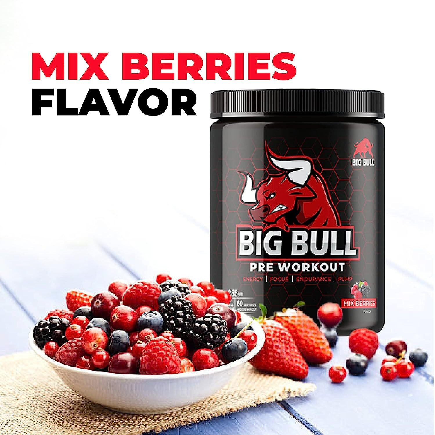 Image of Big Bull BigBull Hardcore Pre-Workout [30-60 Serving, 255g] Free Shaker Energy Drink