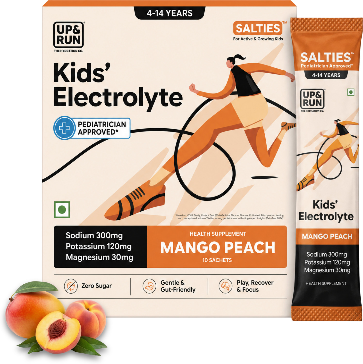 Image of UP&RUN Salties Kids Electrolyte Powder | Gut Friendly & Sugar Free Hydration Drink