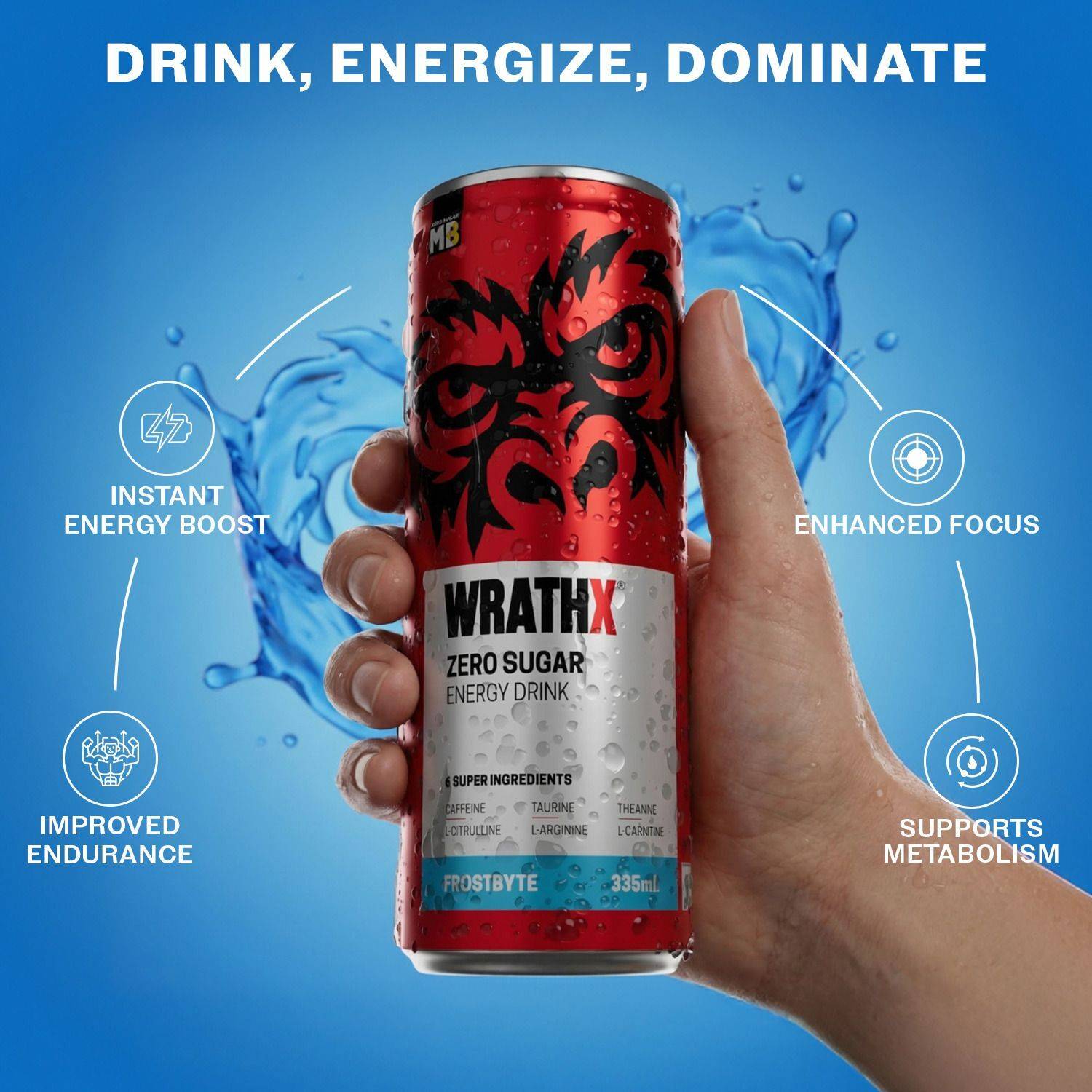 MUSCLEBLAZE WrathX Energy Drink 760mg Taurine, 40mg L-Carnitine - Image 3
