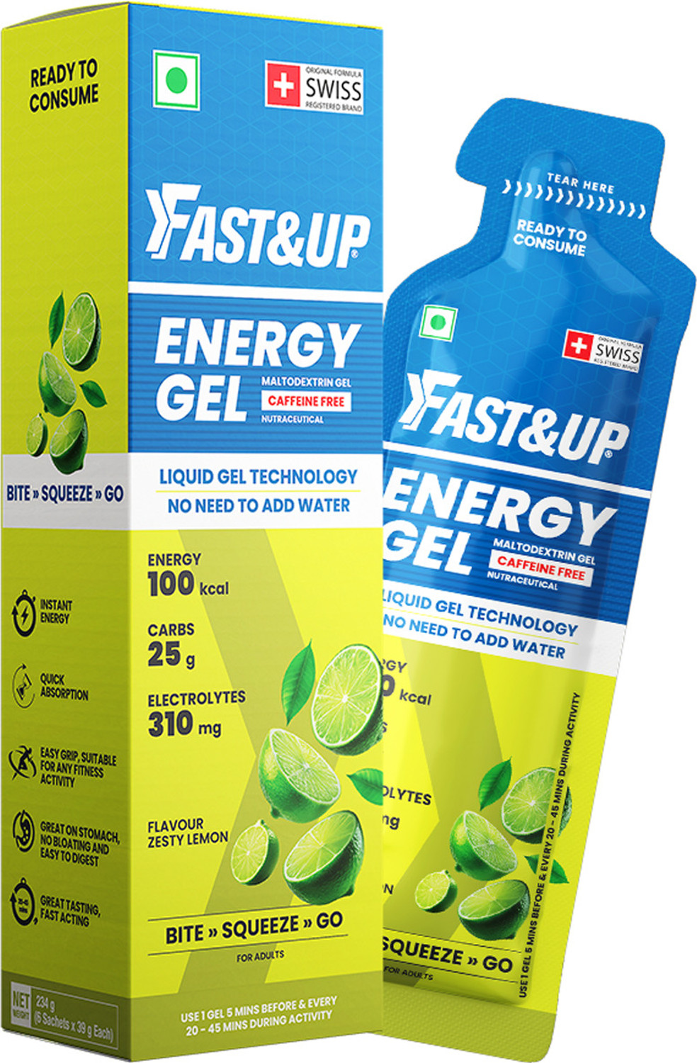 Image of FAST&UP Energy Gels - Unique Liquid-Gel Technology for Instant Performance Boost Sports Drink