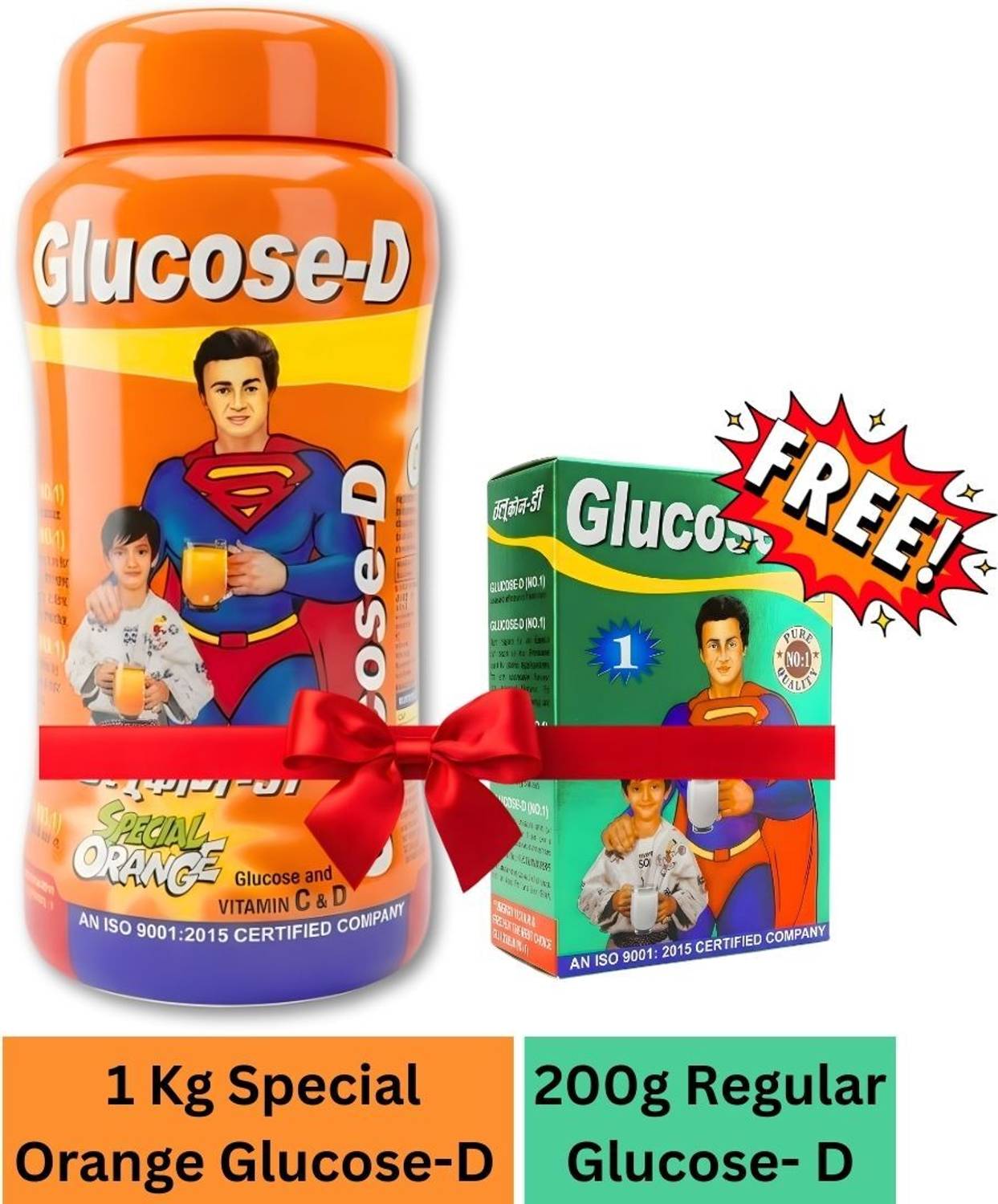 Glucose-D Special Orange Powder 1 Kg Jar with 200g Regular Glucos