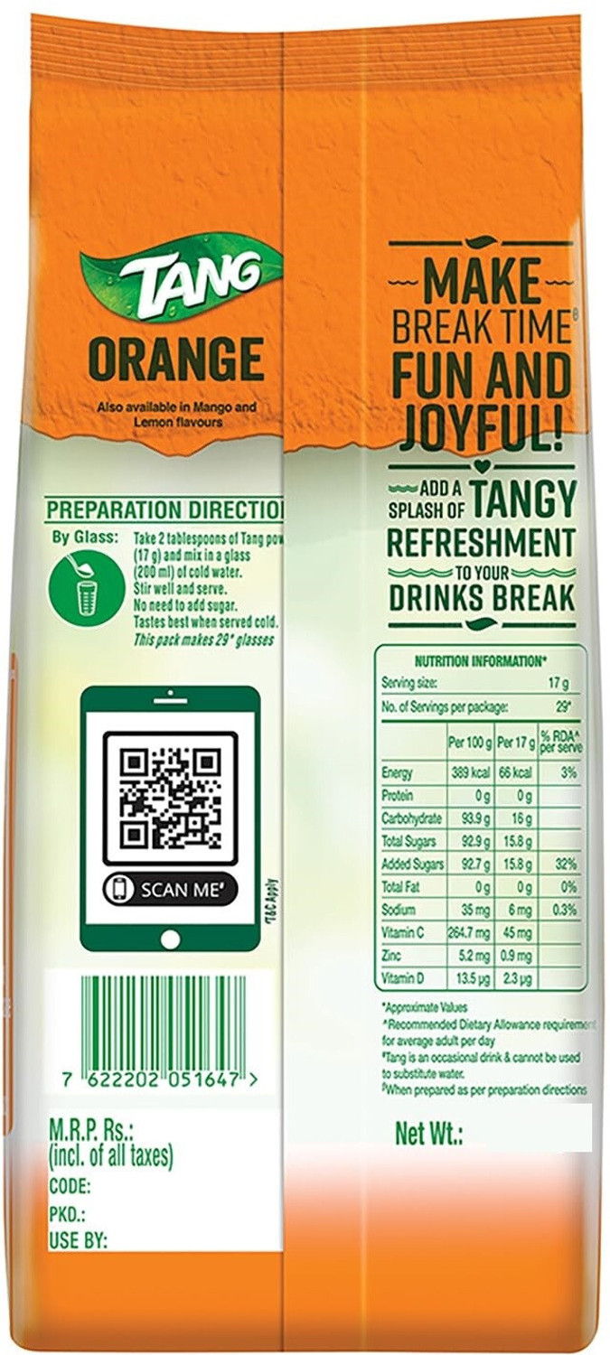 Image of TANG ORANGE POWDER REFRESHING & TASTY INSTANT MIX Nutrition Drink