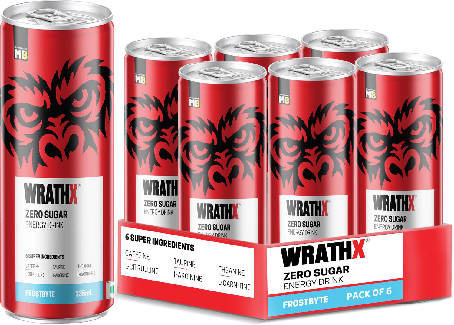 MUSCLEBLAZE WrathX Energy Drink 760mg Taurine, 40mg L-Carnitine - Image 1
