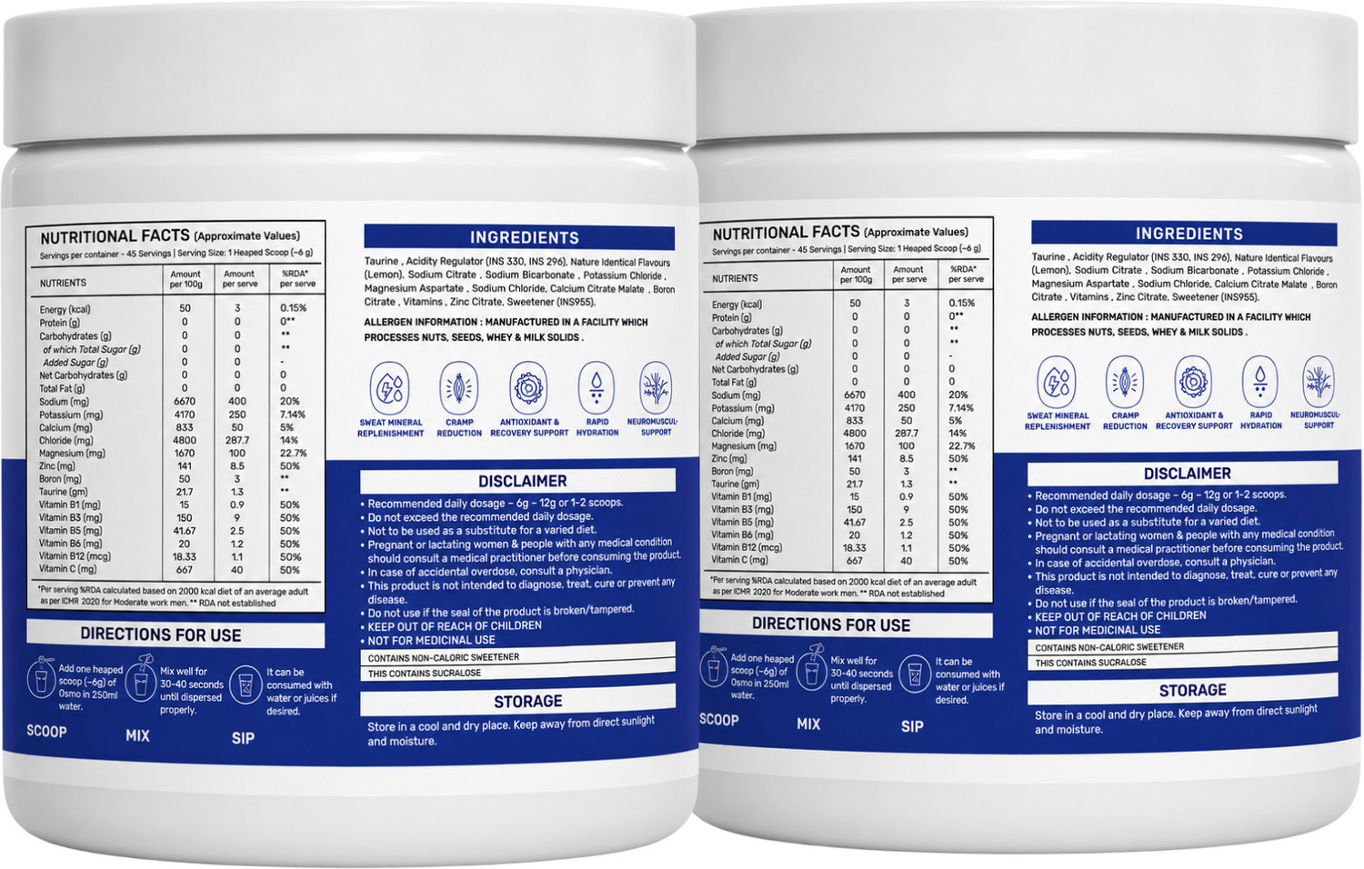 Image of Wellversed OSMO Electrolyte Blend with Taurine & Vitamins | Cramp Relief and Rapid Hydration Drink