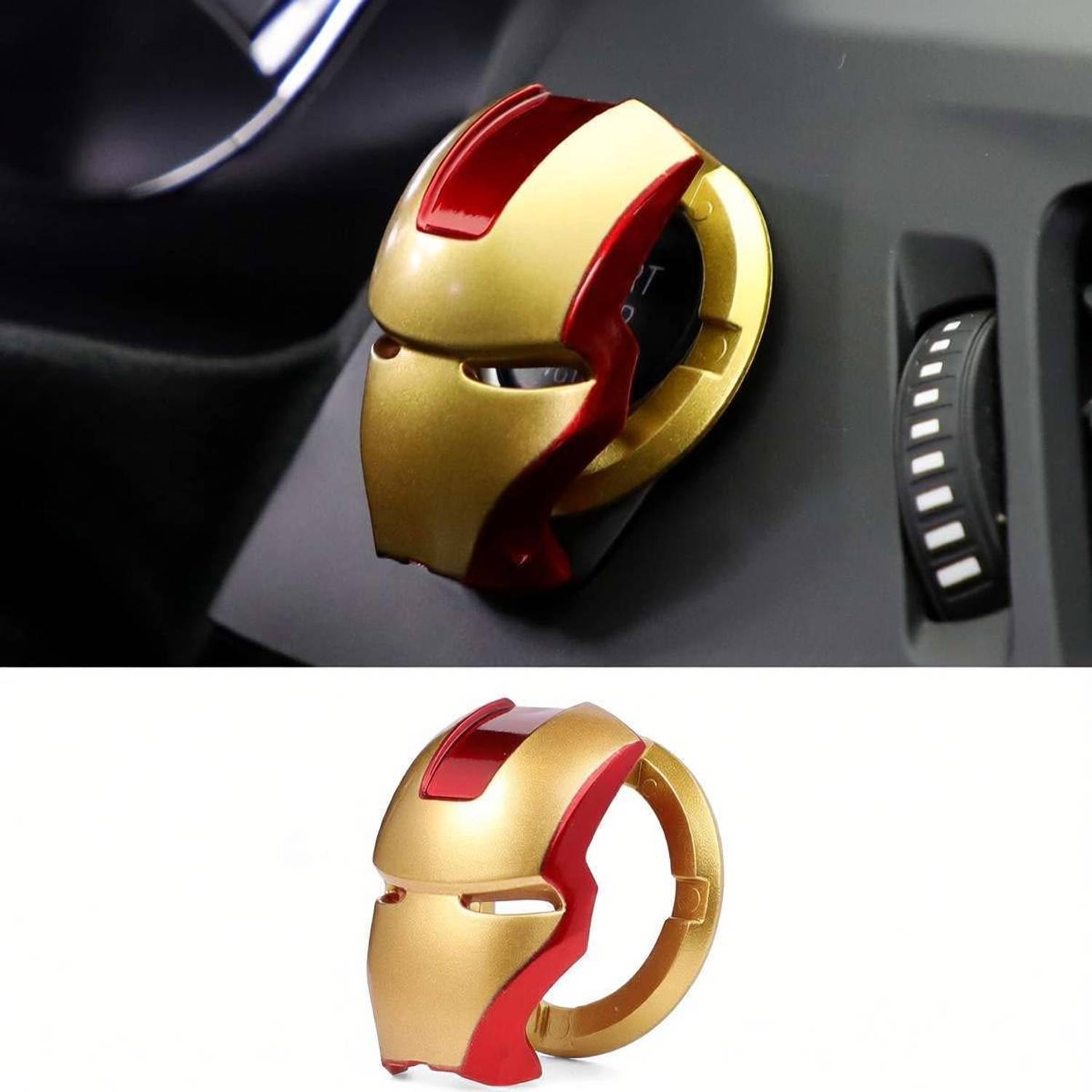 Allure Auto (High-ABS) Golden Red Car Engine Start Stop Switch Lambo Style Button Cover Decorative Auto Accessories Push Button Sticky Cover Car Interior Iron Man 1 Car Dash Switch Panel