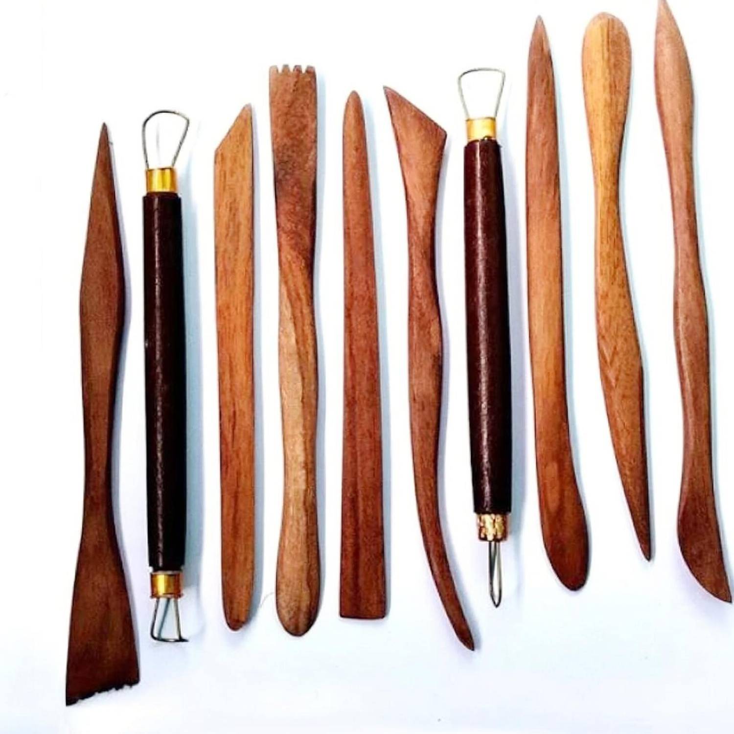 Arrolliant Wooden Clay Modelling Tool Set - 10+1 Double-Ended Pottery Craft Tools Engraving Set