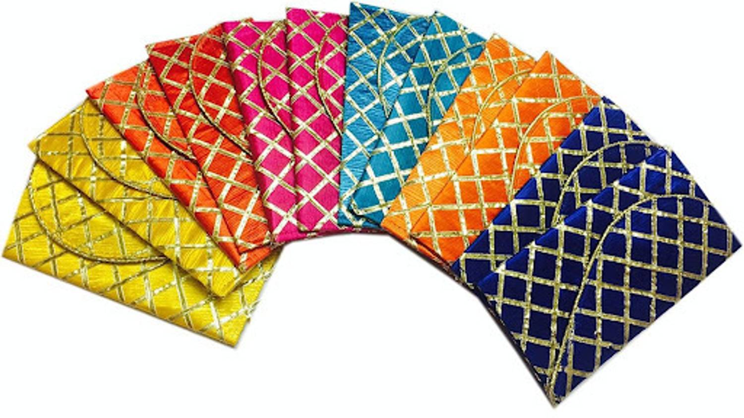 Brown Leaf Pack Of 12 Fancy Gotta Check Envelopes wedding Rakhi Diwali return Gifting pouch Envelopes