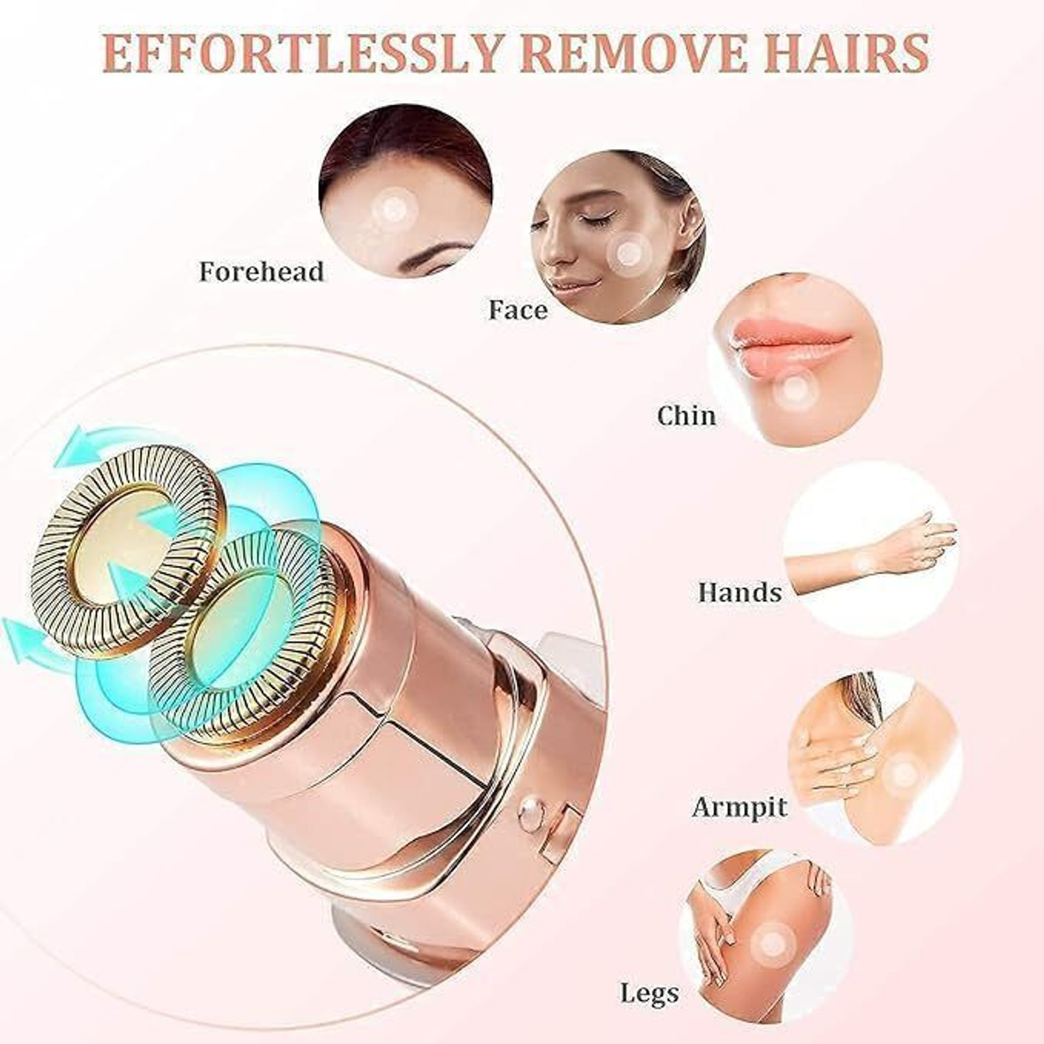 Image of HADDROK USB Rechargeable Facial Hair Remover for Women - Smooth, Painless Epilator IPL Laser Hair Remover