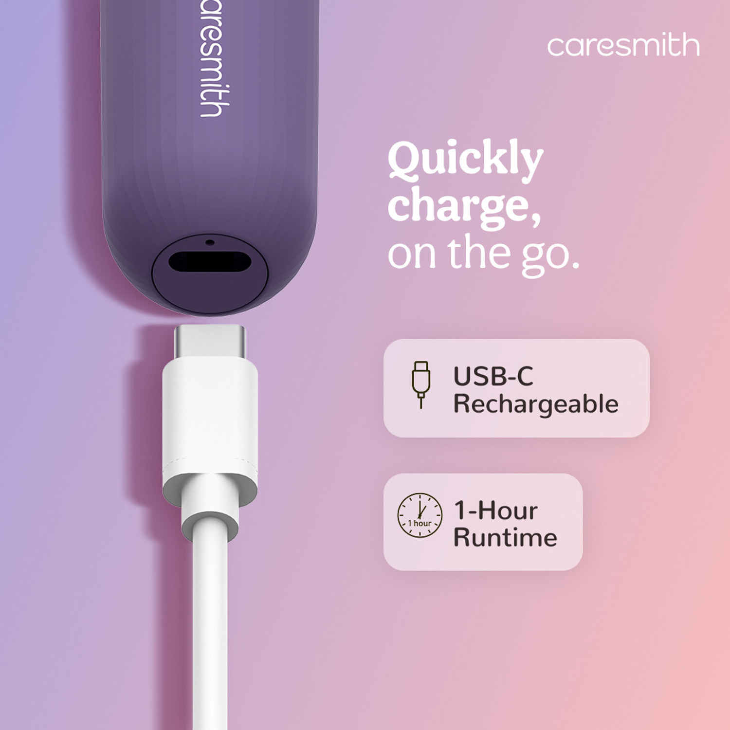 Image of caresmith FCS0159 Bloom Rechargeable Facial Hair Removal Machine & Eyebrow Trimmer Cordless Epilator (Purple)