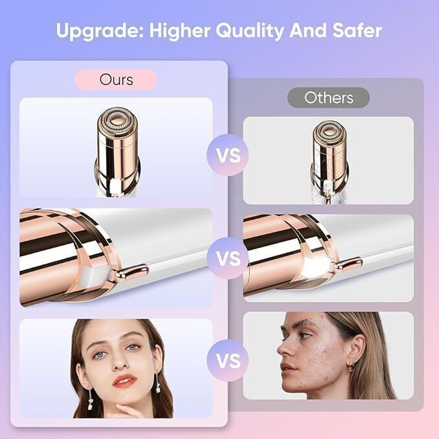 Image of HADDROK USB Rechargeable Facial Hair Remover for Women - Smooth, Painless Epilator IPL Laser Hair Remover