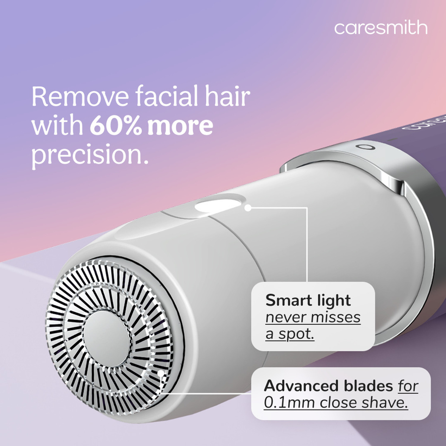 Image of caresmith FCS0159 Bloom Rechargeable Facial Hair Removal Machine & Eyebrow Trimmer Cordless Epilator (Purple)
