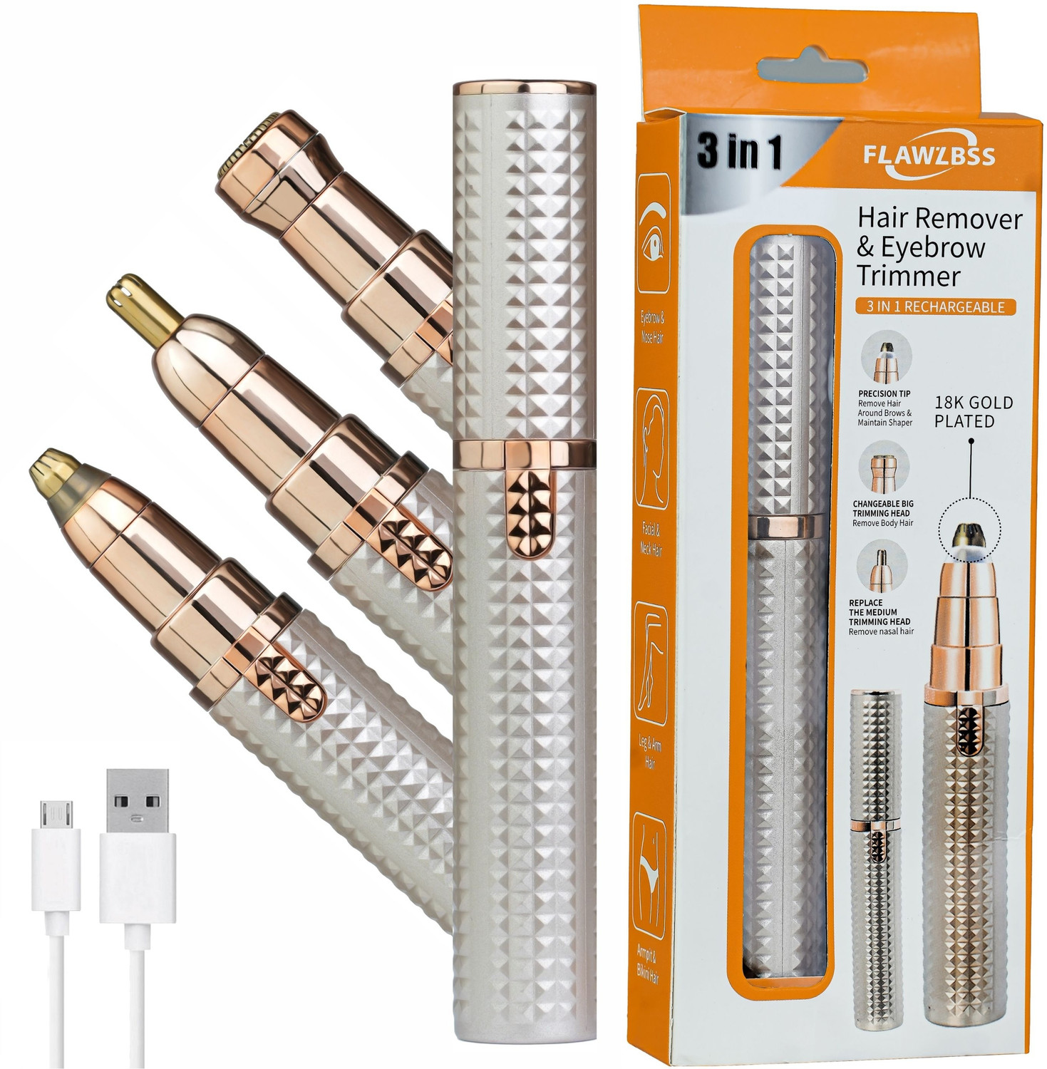 Image of NLB ENTERPRISE 3 in 1 Eyebrow trimmer for women, Nose, Face & Upper Lips Hair remover IPL Laser Hair Remover