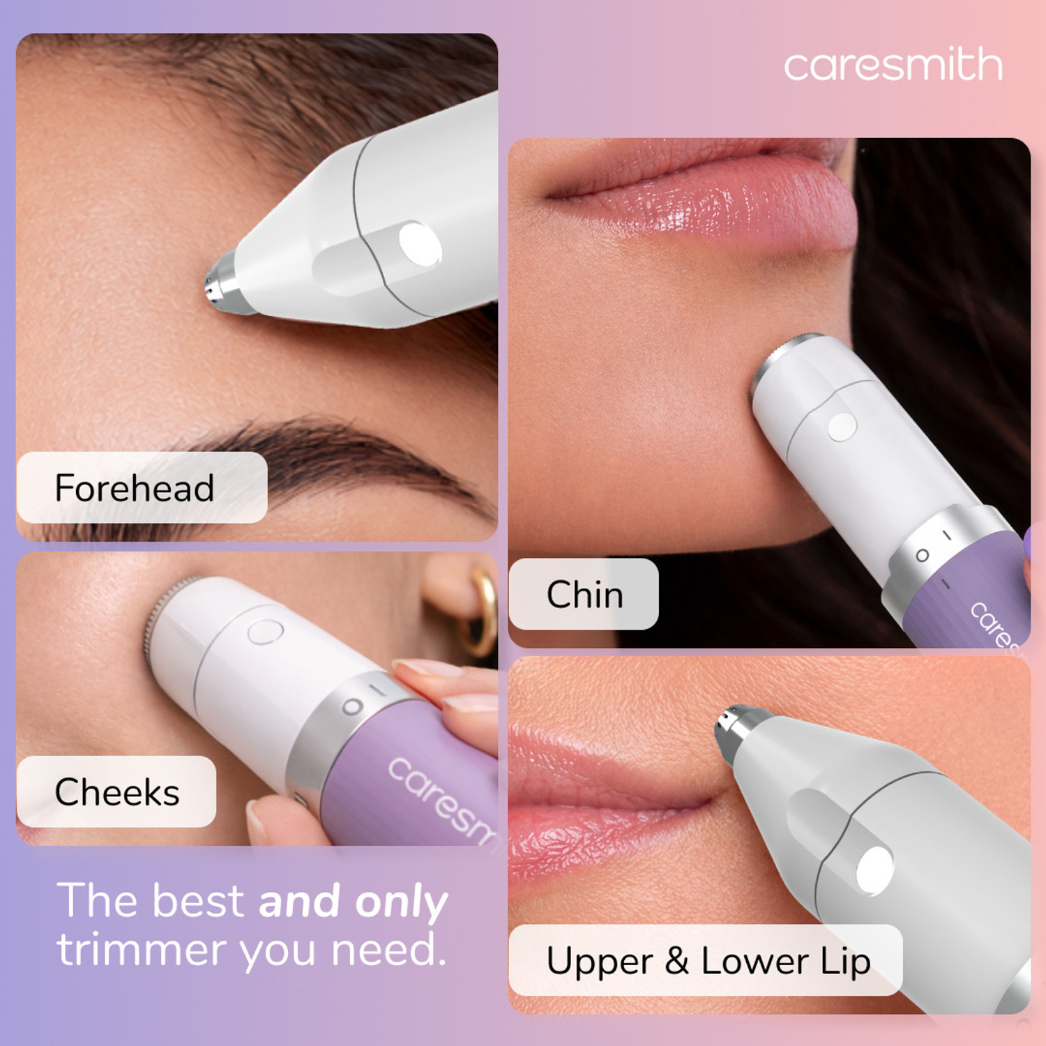 Image of caresmith FCS0159 Bloom Rechargeable Facial Hair Removal Machine & Eyebrow Trimmer Cordless Epilator (Purple)