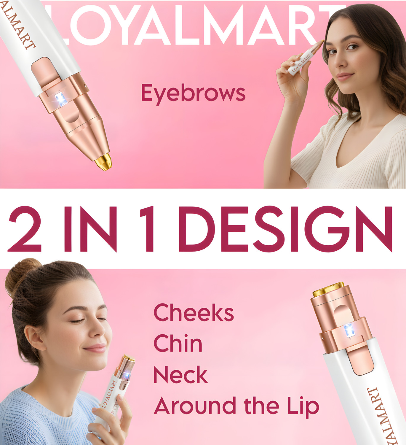 Image of Loyalmart Flawless Rechargable Lip & Eyebrow Hair Remover - 2-in-1 Razor Strips (120 g)