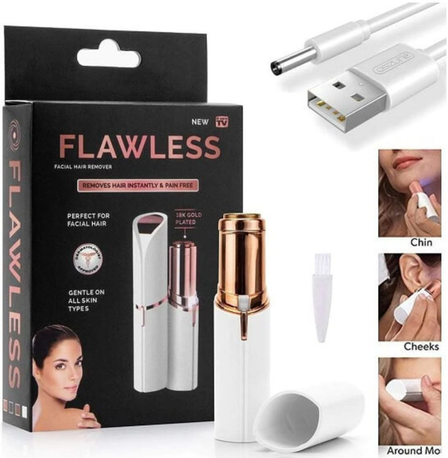 Image of Thepearl Flawless facial hair remover / removes hair instantly & pain free Cordless Epilator