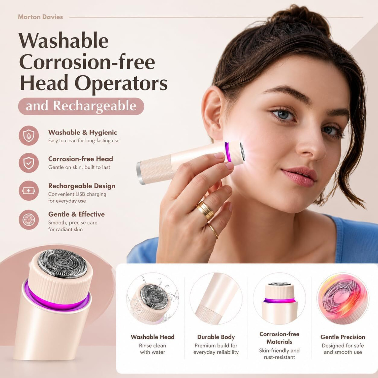 Image of oleander Facial Hair Remover 5000 Series, Personal Groomer for Women Cordless and Compact Cordless Epilator