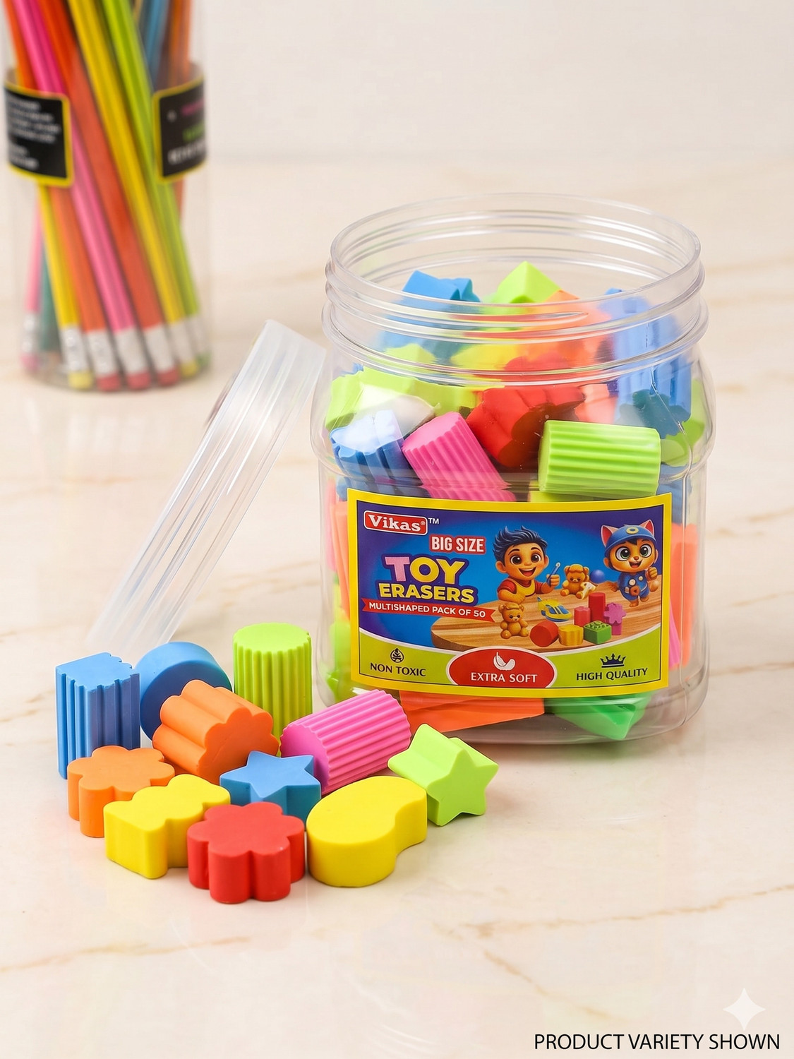 Image of Vikas Big Size Toy Erasers -Multi-Shaped, Non-Toxic Extra Soft Pencil Rubbers for Kids Non-Toxic Eraser