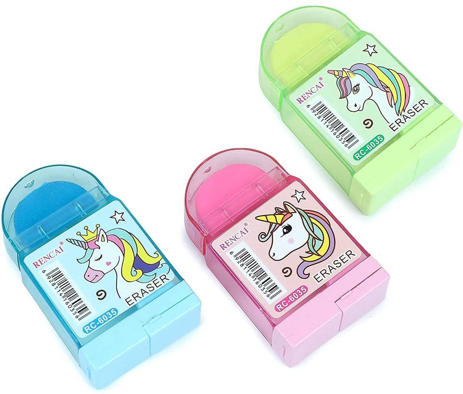Agelast Designer Unicorn Theme Eraser With Sharpener for Students, Single Blade Sharpeners